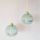 paire de suspensions boules granité bleu et doré 1950
