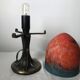 Lamp to lay in glass paste and patinated metal, Art-Nouveau. Good condition.