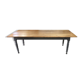 Large farm table 2m50 turned foot painted and waxed tray