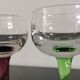 6 anciens verres à liqueur en cristal sur pieds de couleurs  des années 20/30