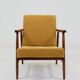 Vintage armchair model, golden yellow fabric, fully refurbished