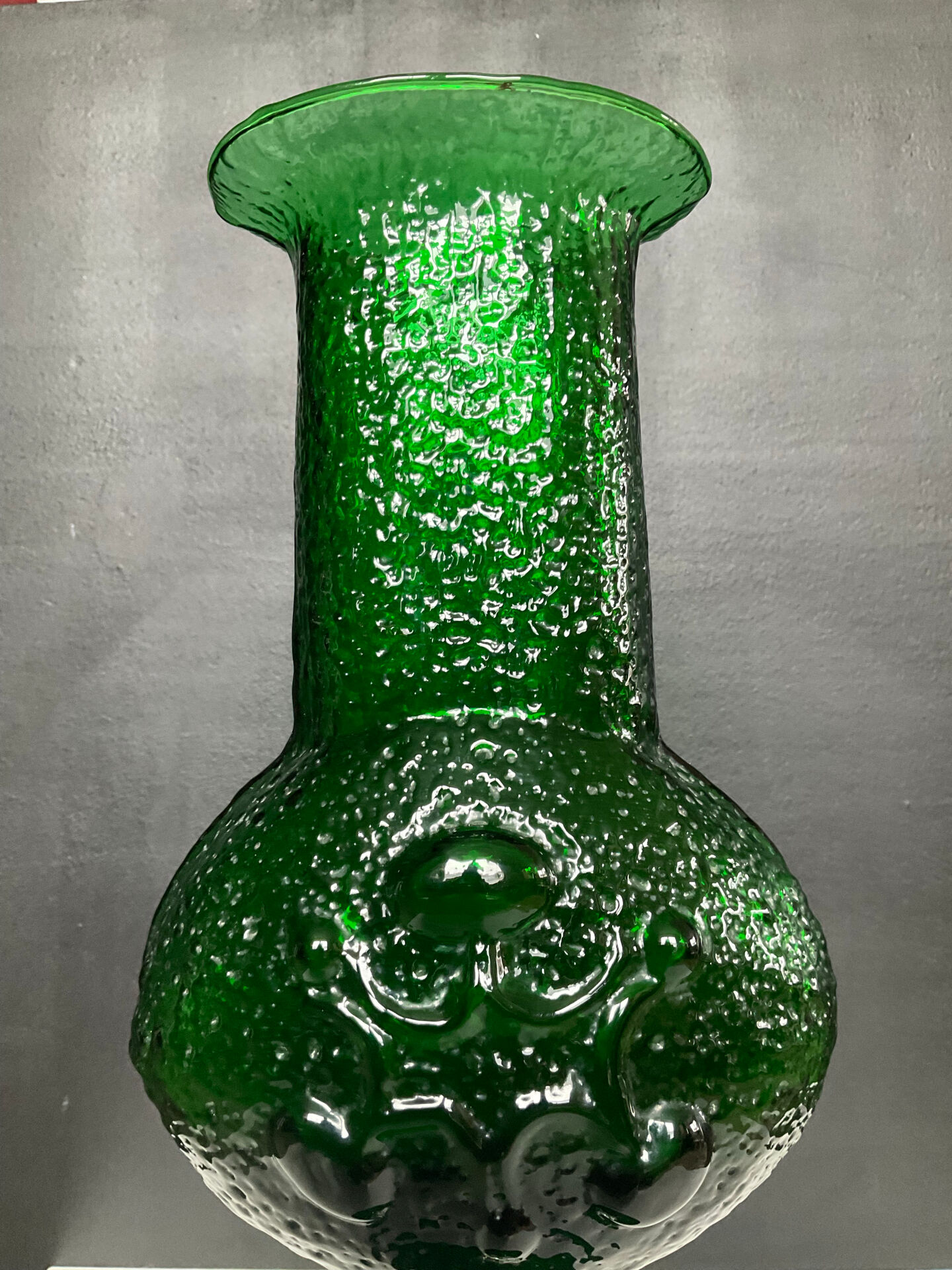 Vintage pressed glass vase from the 1970s.