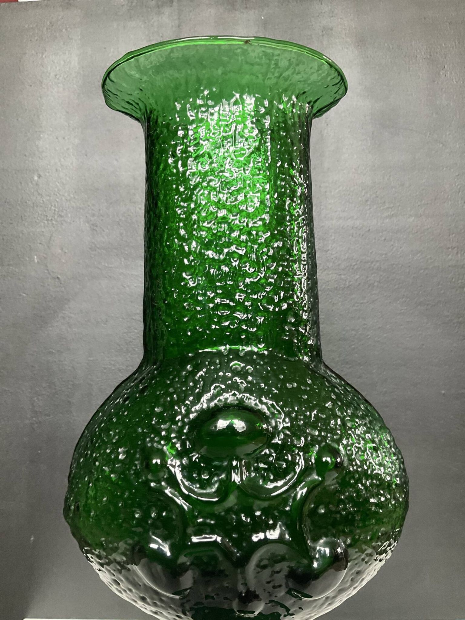 Vintage pressed glass vase from the 1970s.