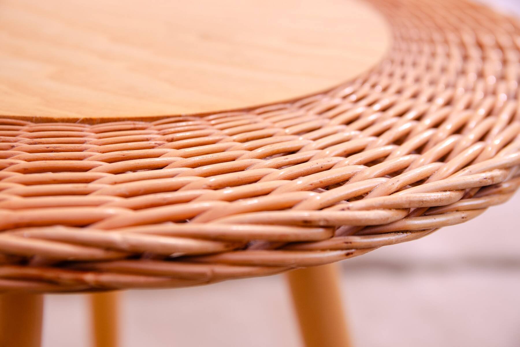 Mid century rattan coffe table by Jan Kalous for ÚLUV, 1960´s, Czechoslovakia