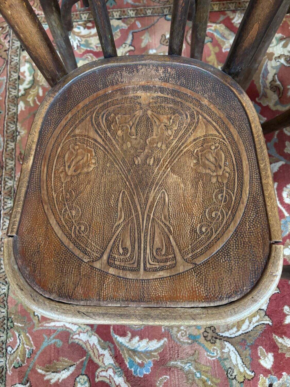 8 Bistro Chairs Baumann Curved Wood Art Nouveau – Early 20th Century