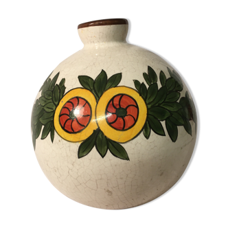 Art deco ball vase in cracked earthenware