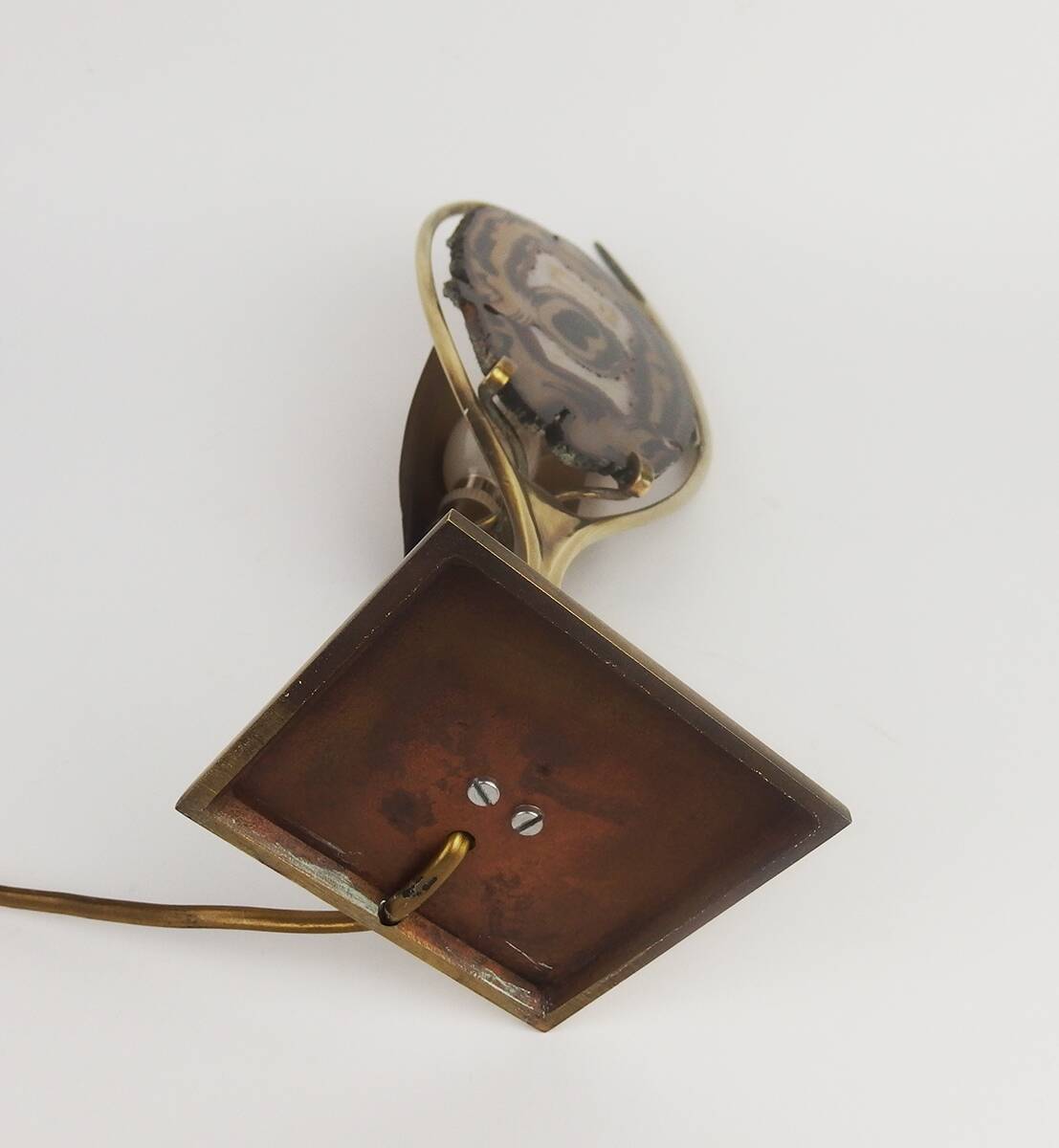 1970 lamp in brass and agate attributed to Willy Daro