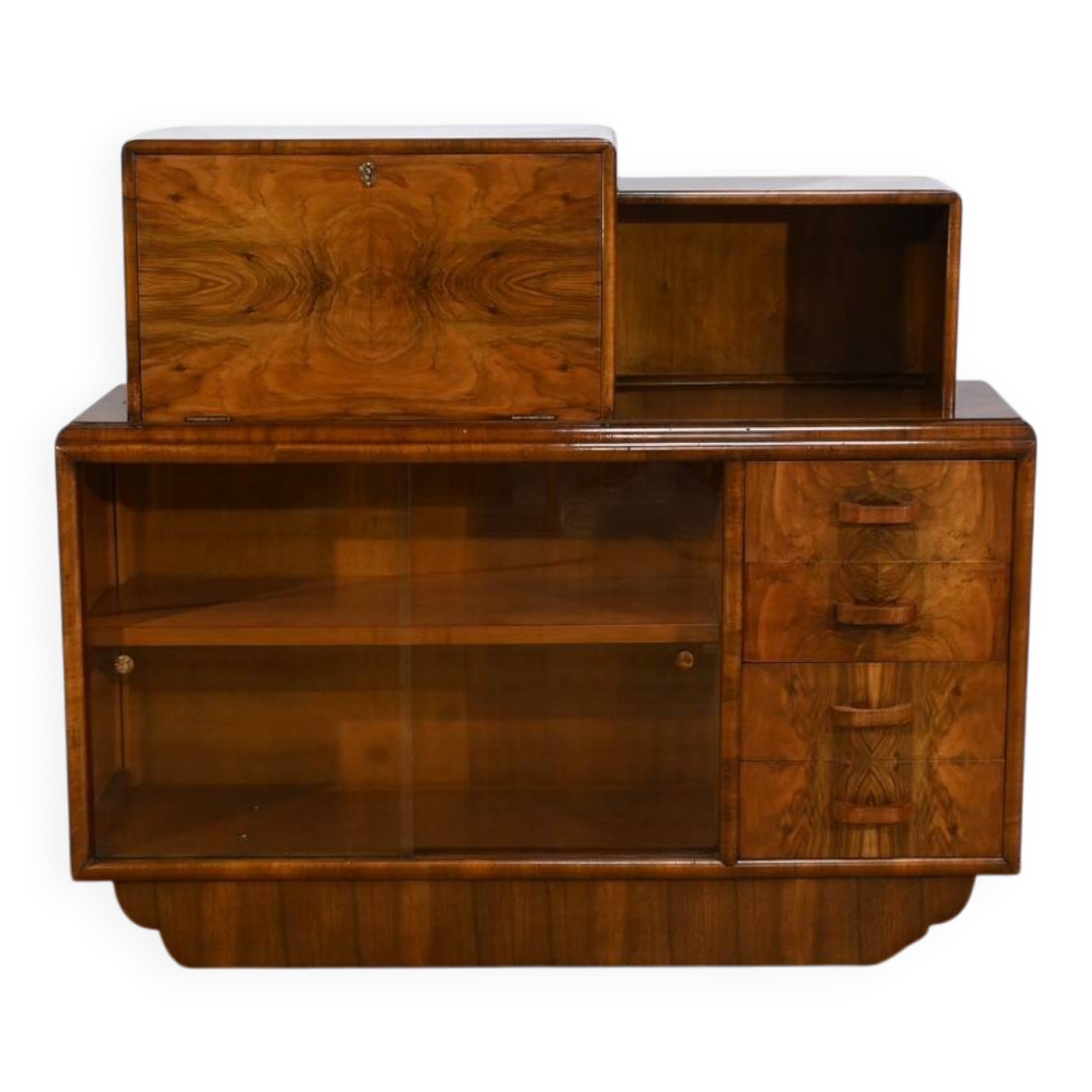 Meuble Vitré Rurka en Ronce de Noyer, Art Déco – 1940