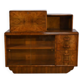 Rurka Glass Cabinet in Burl Walnut, Art Deco – 1940