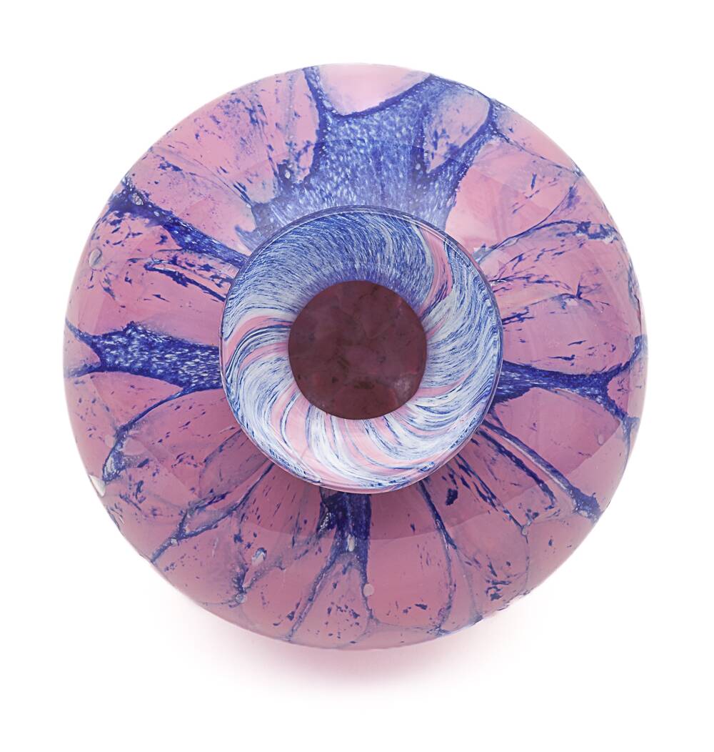 Vase en verre marbré
