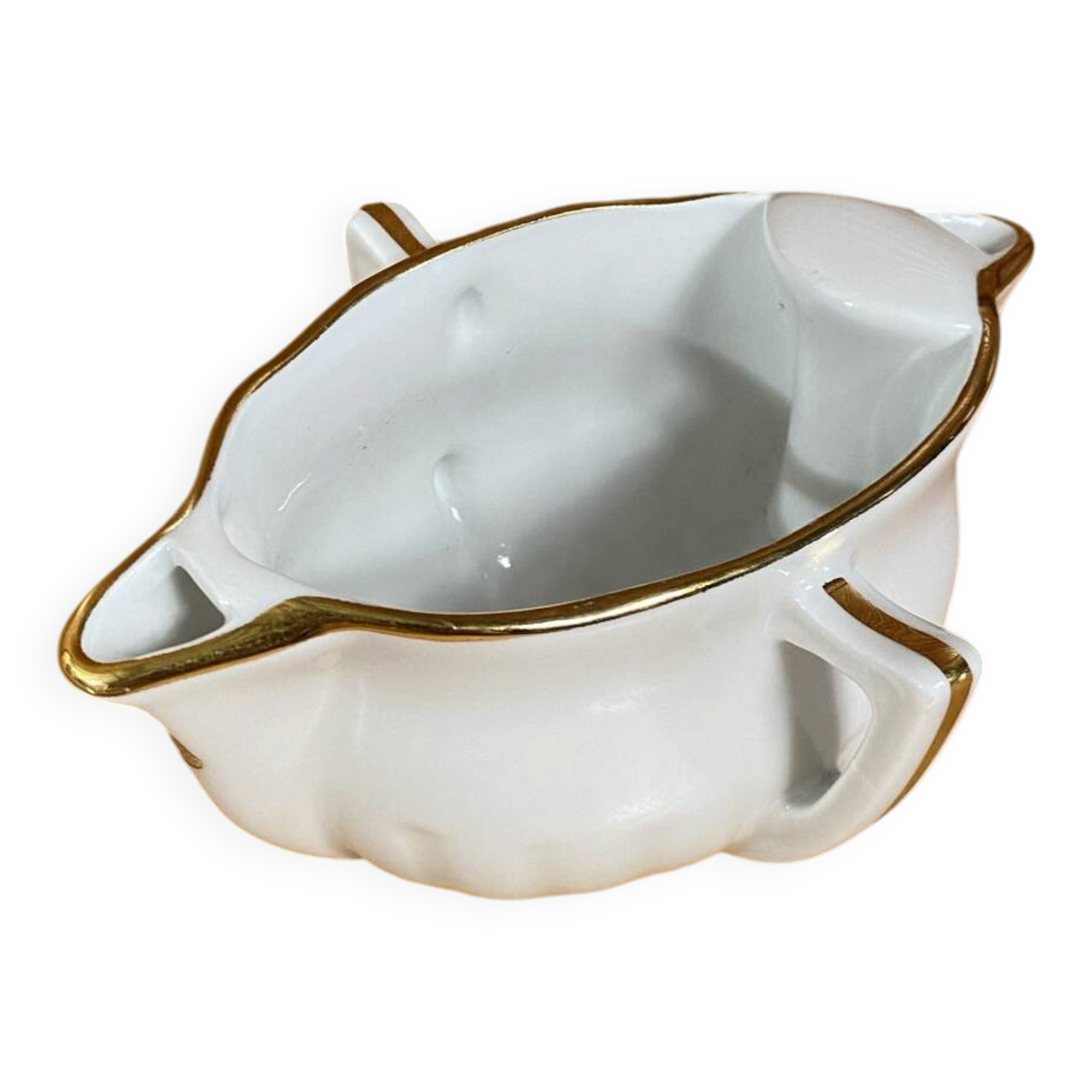 Double sauce boat antique pillivuyt fat lean porcelain white