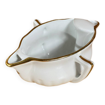 Double sauce boat antique pillivuyt fat lean porcelain white