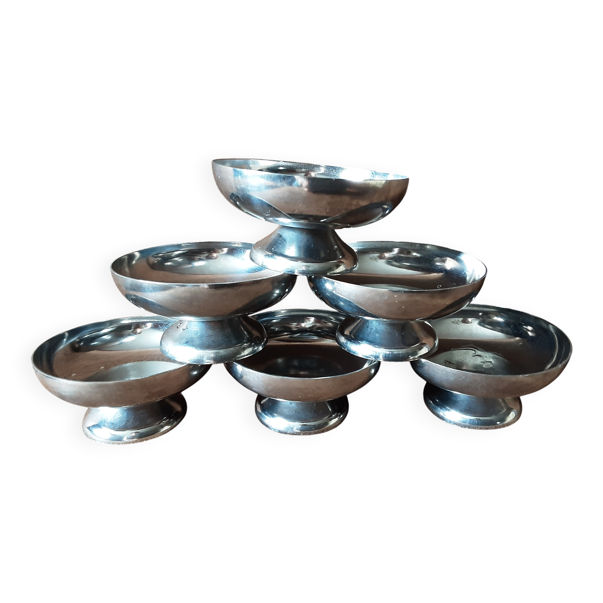 Lot de 6 coupes sur pied métal