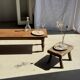 Vide poche ou plat en bois pétrifié beige tache brune au centre D24-27 -377