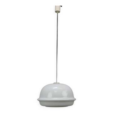 Lampe suspendue de l'époque de l'espace en verre opalin des années 1970, Tchécoslovaquie
