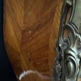 Bordeaux inlaid chest of drawers with marble and bronze ornament