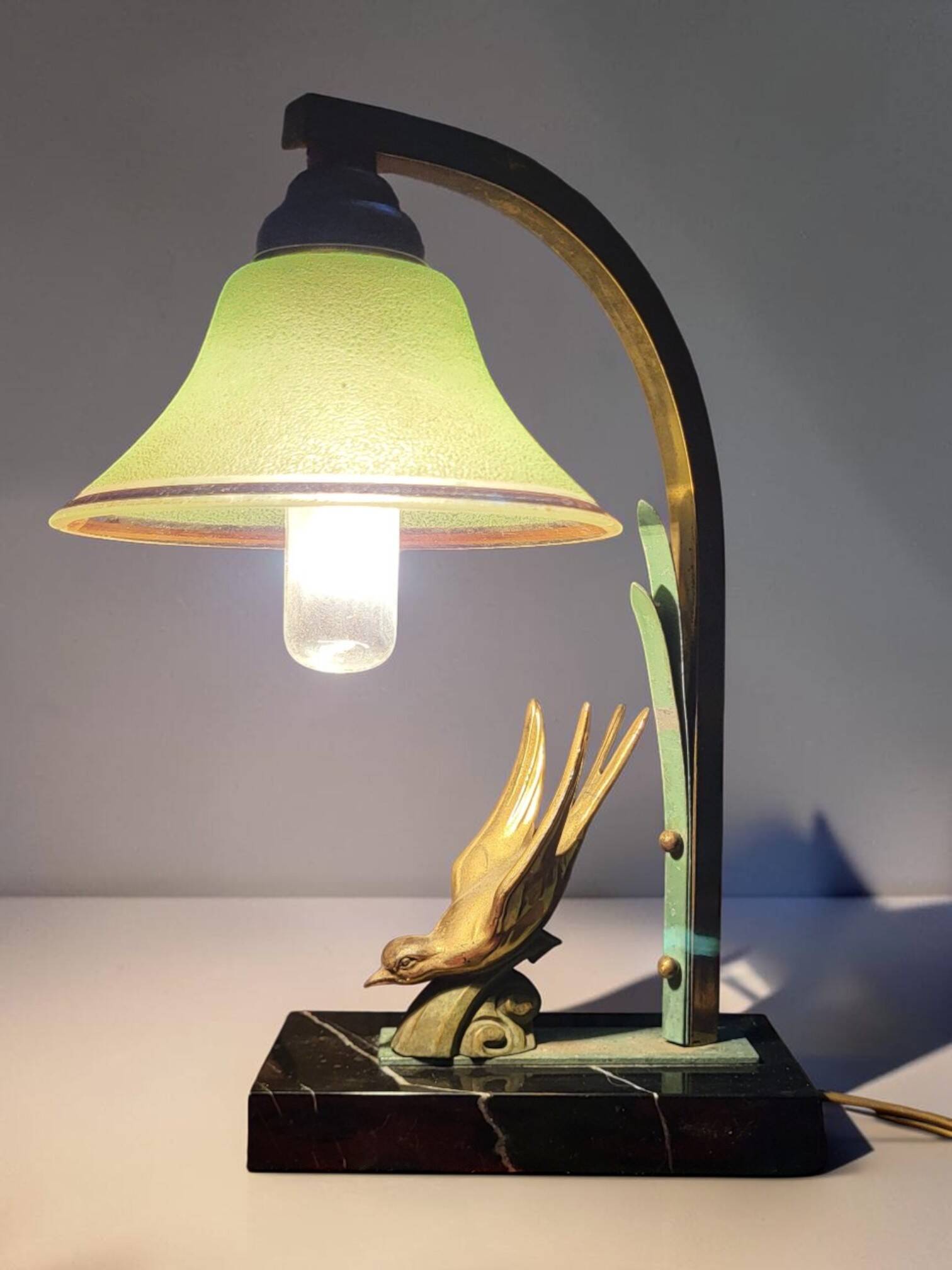 Lampe Art déco Marbre / régule