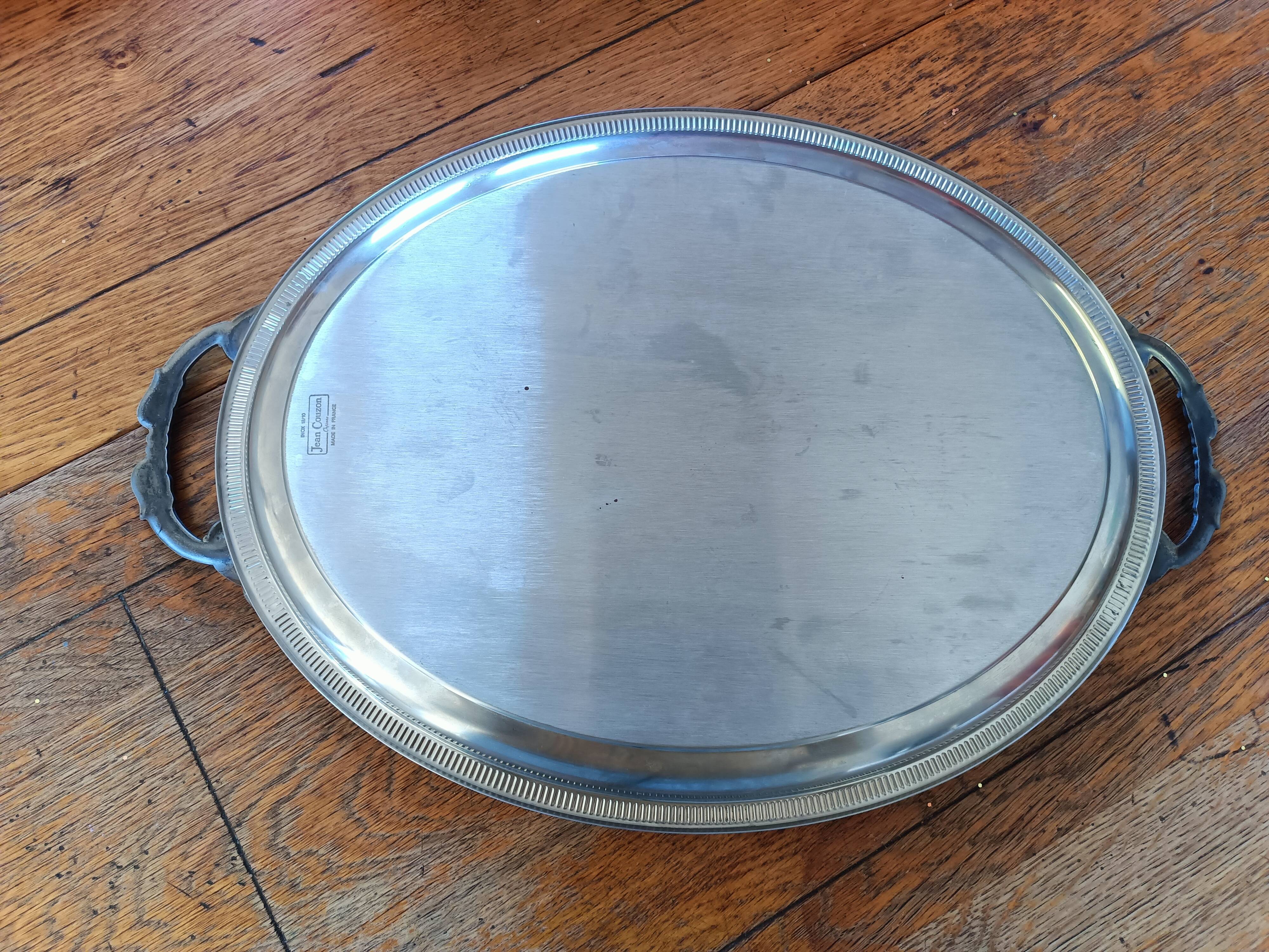 Vintage stainless steel tray by Jean Couzon