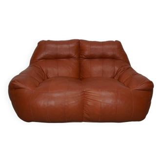 Vintage Patchwork Leather 2-seater Beanbag / Sofa