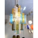 Lustre du 21e siècle en verre de Murano multicolore "quadrillé".