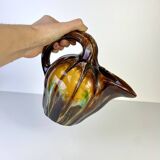 Pichet Vallauris courge marron jaune vintage