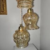 Suspension luminaire 3 globes vintages verres dorés