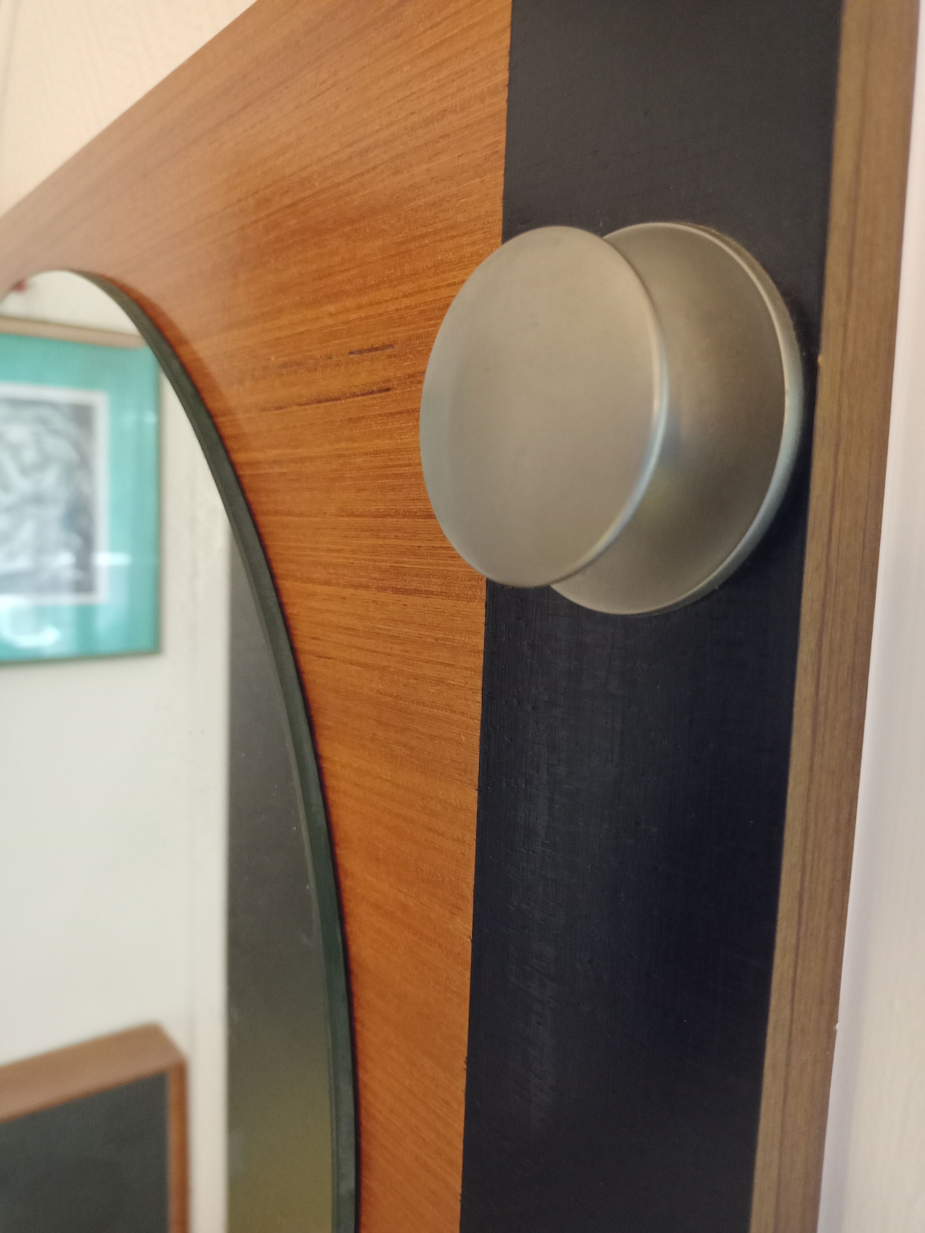 wall mirror on golden oak from the 60s 70x60cm