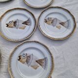 Lot de 9 assiettes plates saint Amand decor poissons