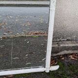 Large wooden mirror with bamboo effect painted in white, bohemian country decor