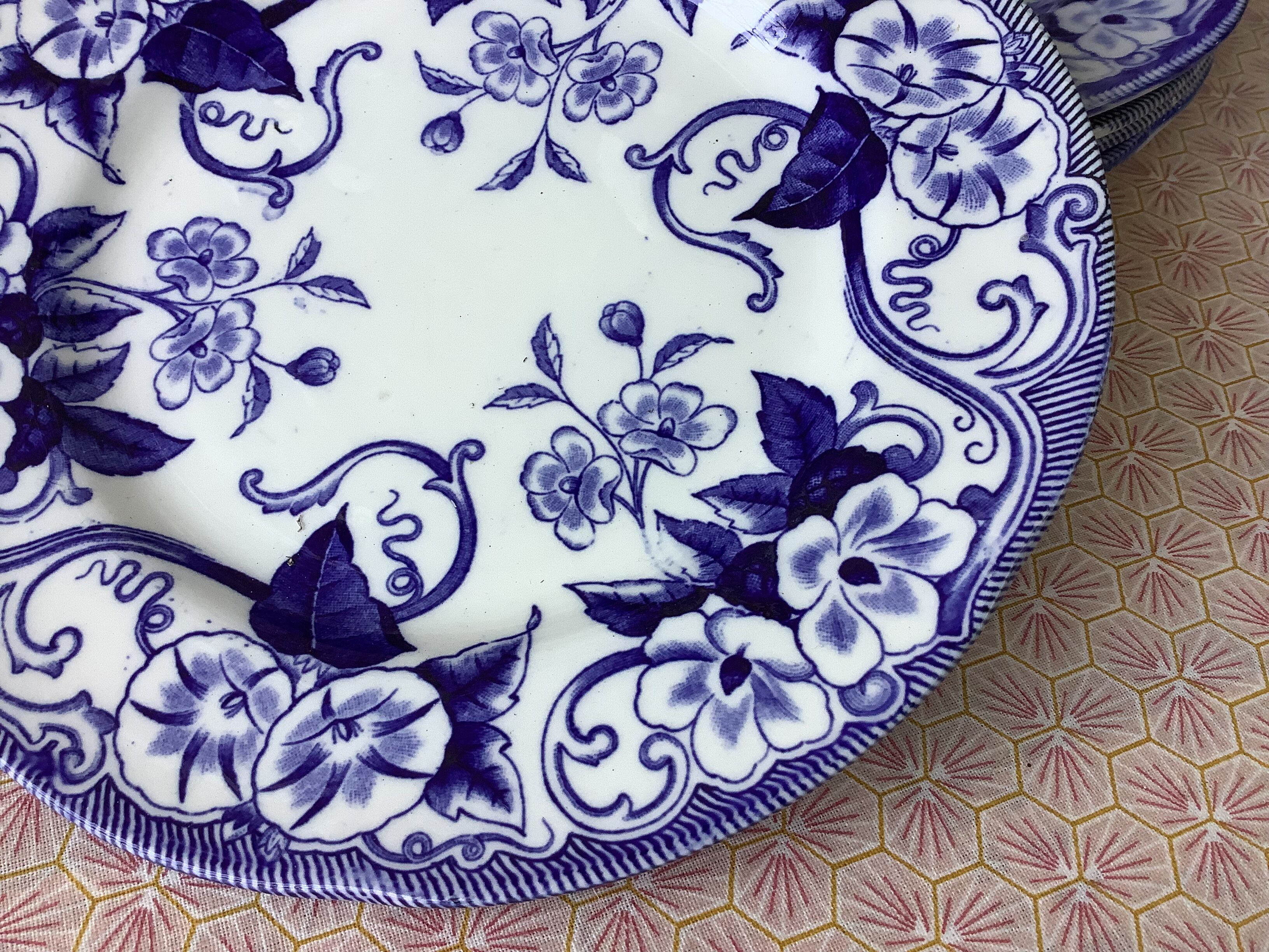 Creil & Montereau plates model Flora XIXth - Terre de fer