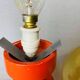 Portuguese Orange Wood & Amber Seeded Glass Table Lamp