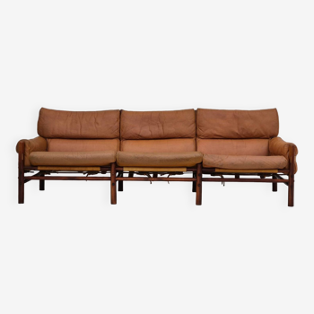 1960s, Scandinavian design by Arne Norell, sofa, model "Kontiki", original condition, leather, beech.