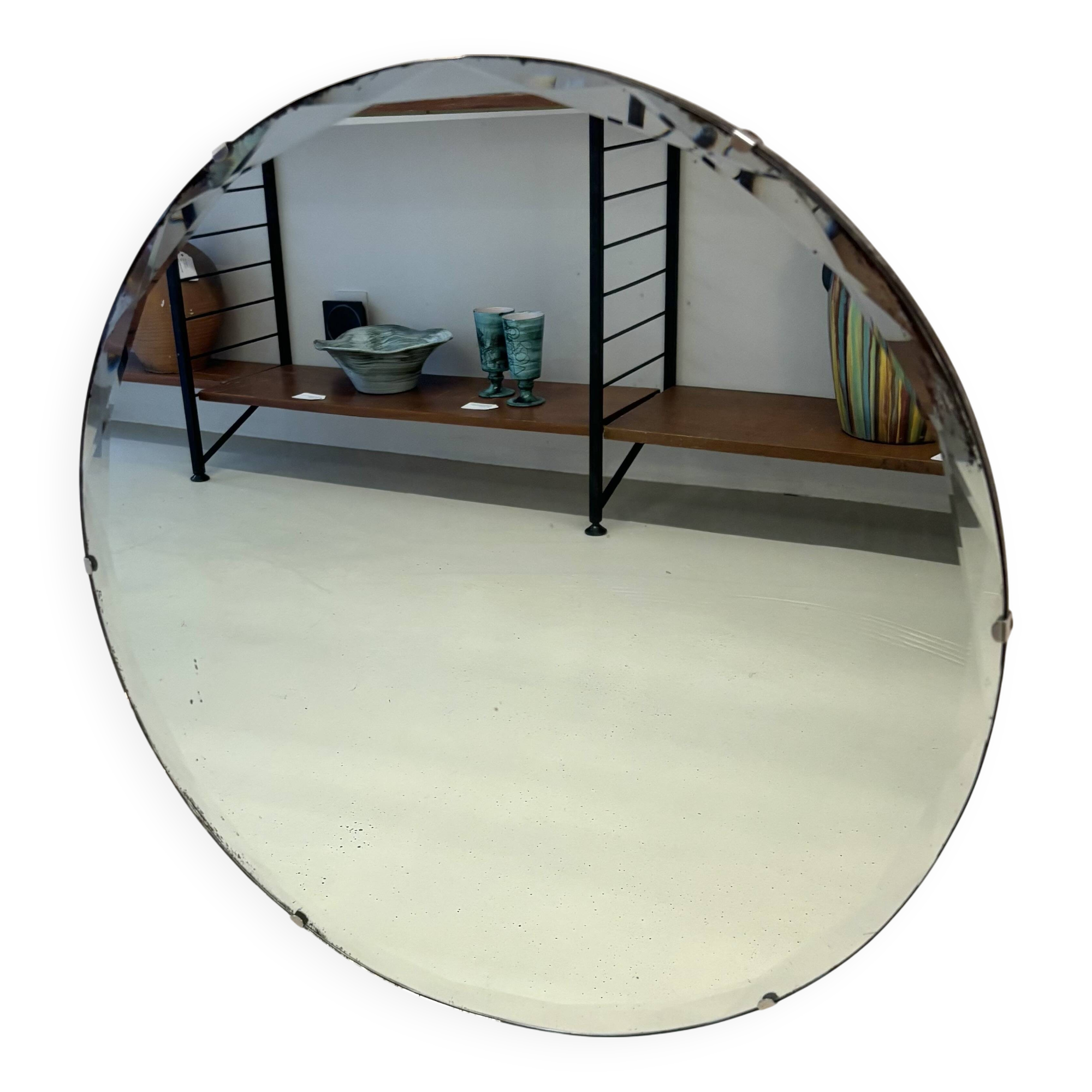 Art Deco Style Round Beveled Mirror