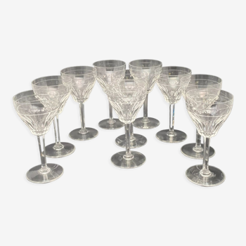 Art Deco Crystal Wine Glasses - S4M11