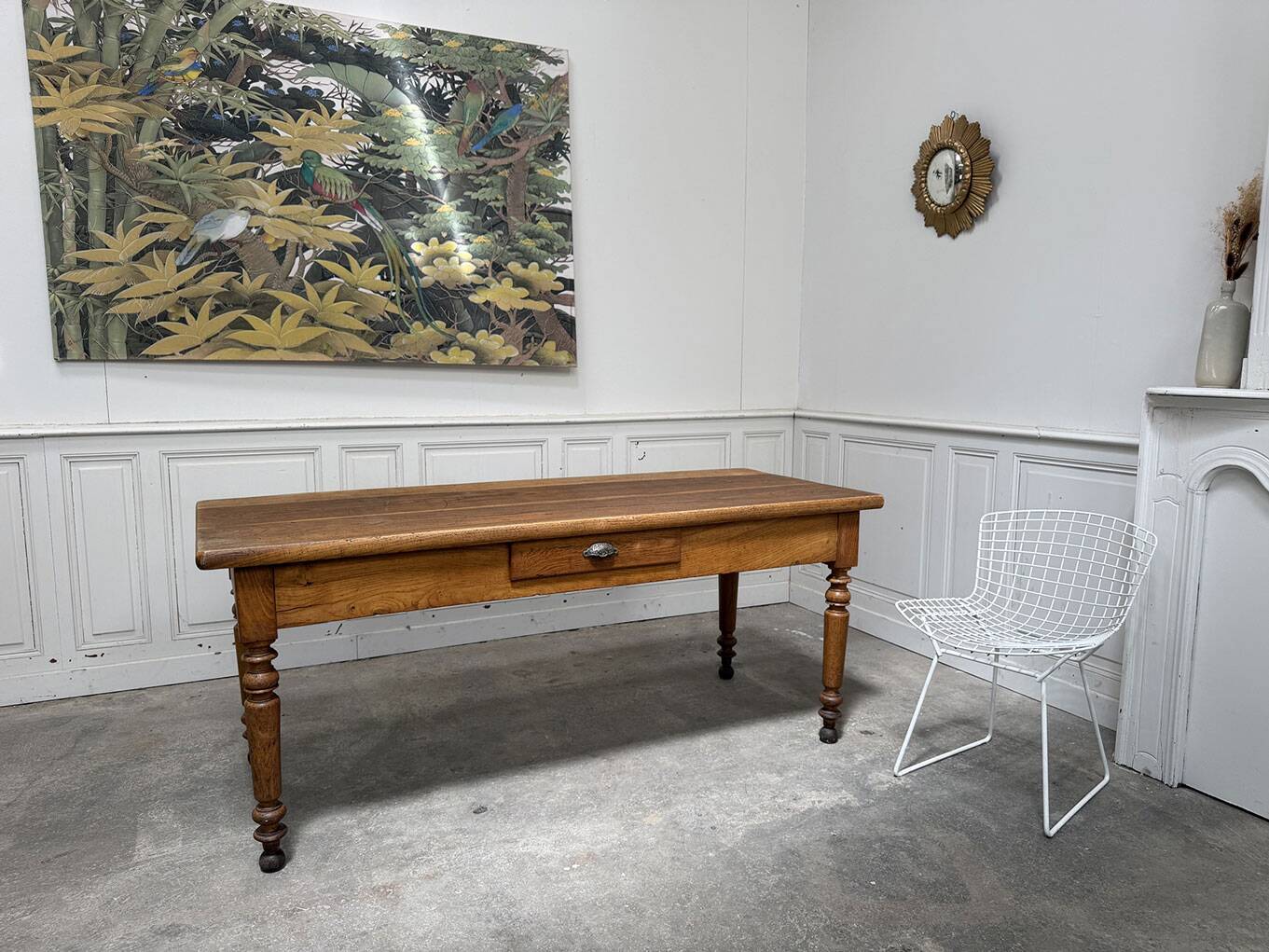 Solid oak work table 1960s