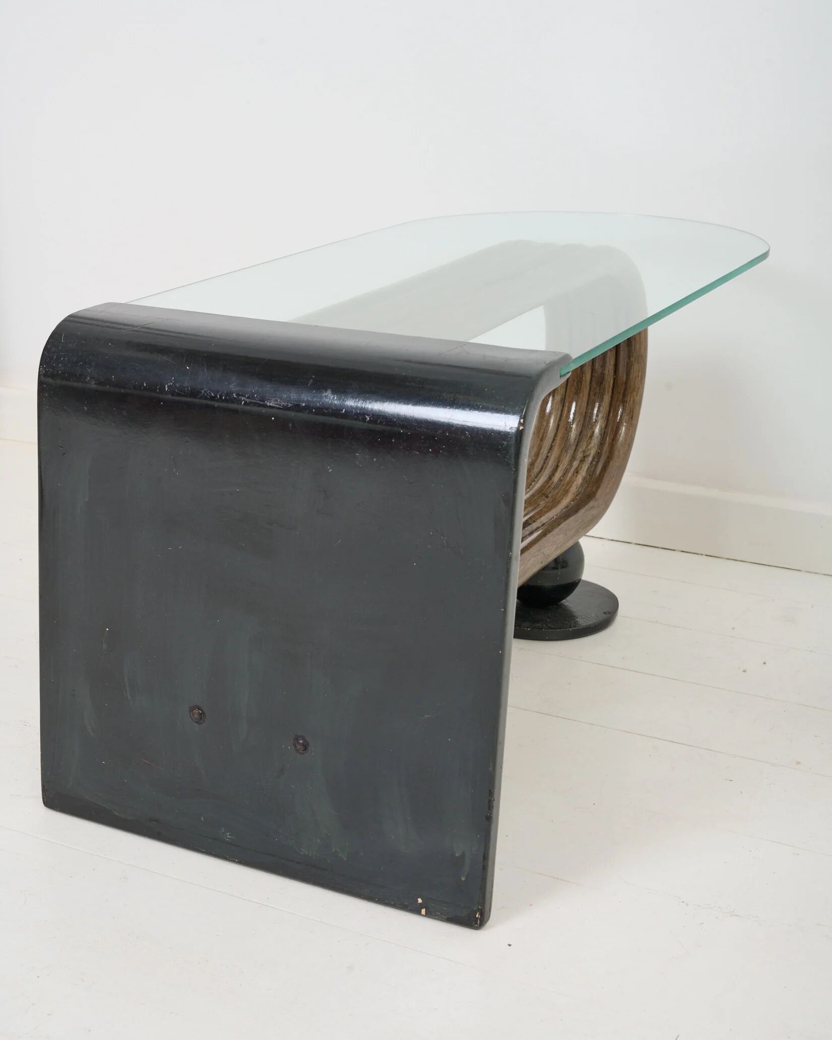 Curved wooden coffee table, 1960-70