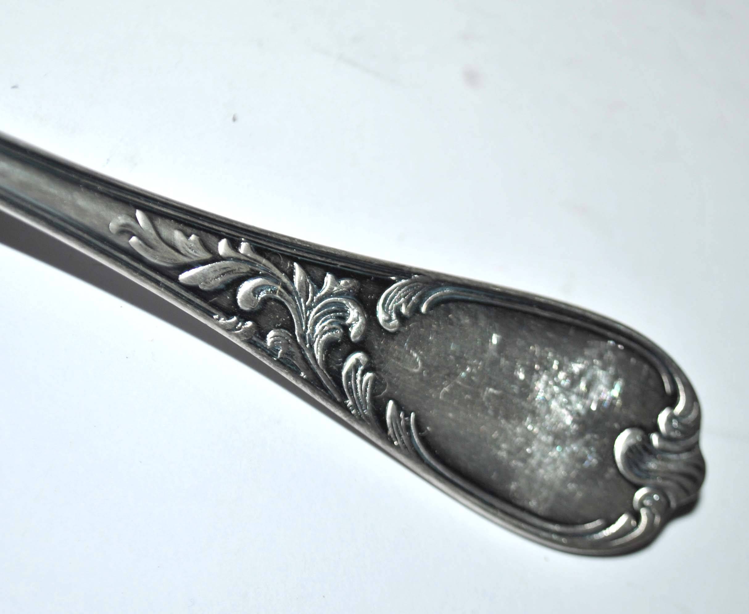 Set of 12 ercuis soup spoons in silver metal - marly rocaille decoration 20.5cm