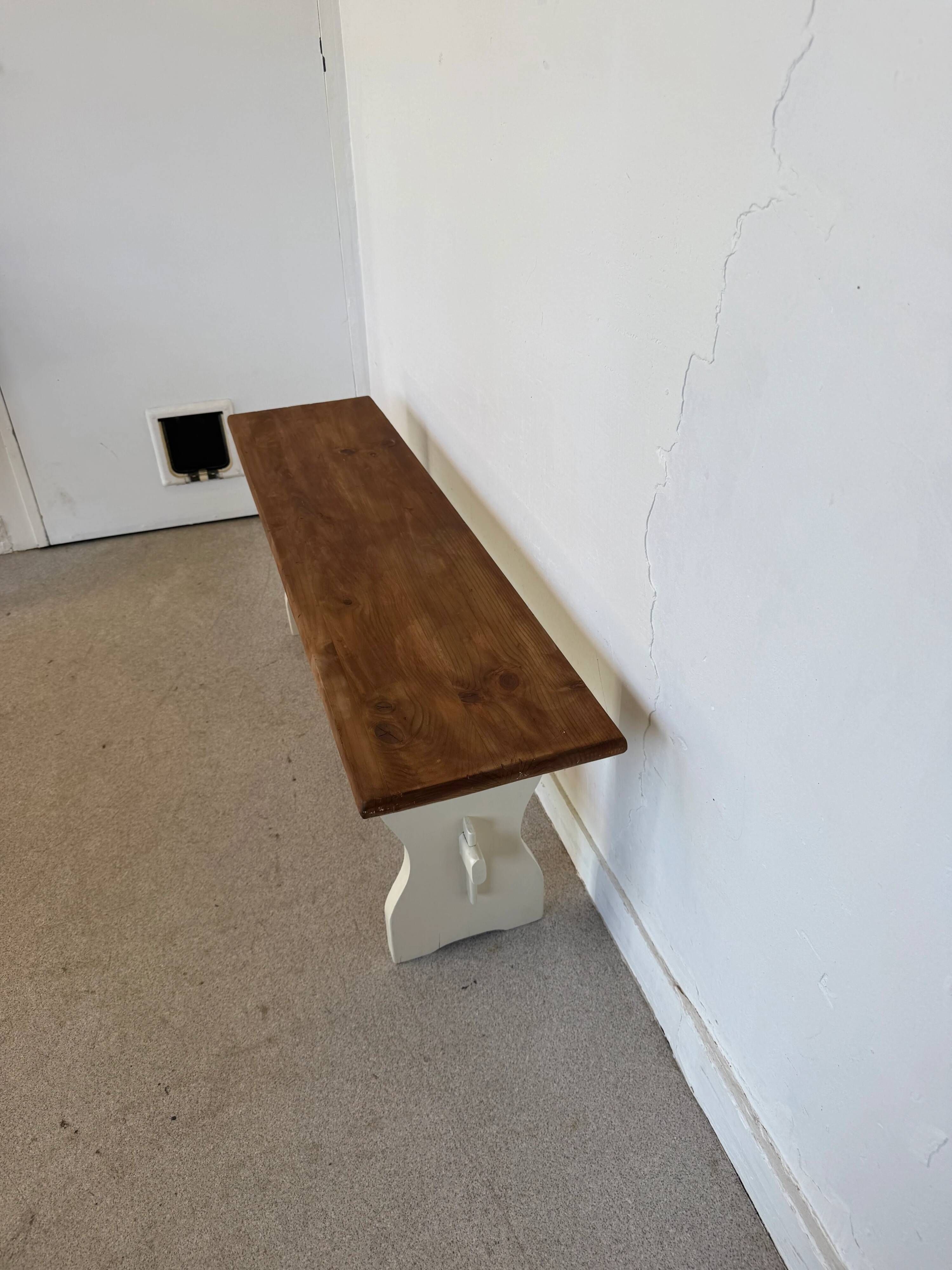 Vintage farmhouse bench made of solid wood