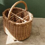 Old wicker bottle holder basket