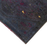 Handwoven distressed anatolian purple runner carpet 85 cm x 317 cm