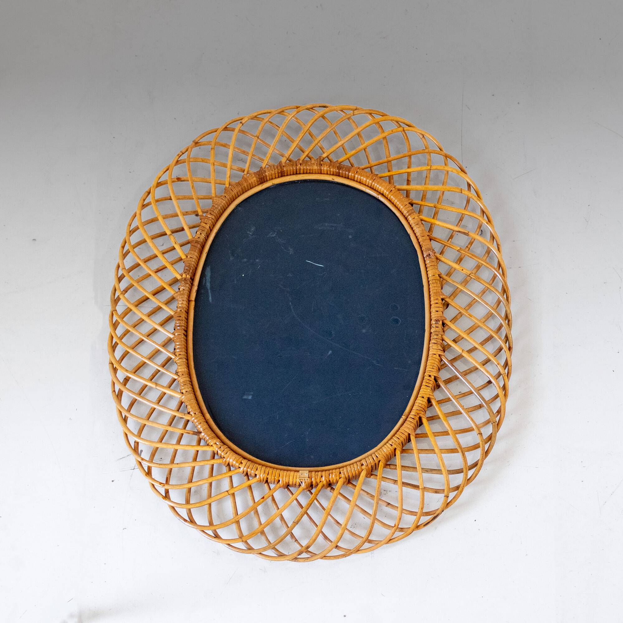 Mid- Century Modern Sunburst Bamboo Mirror, Franco Albini, Italy 1960s