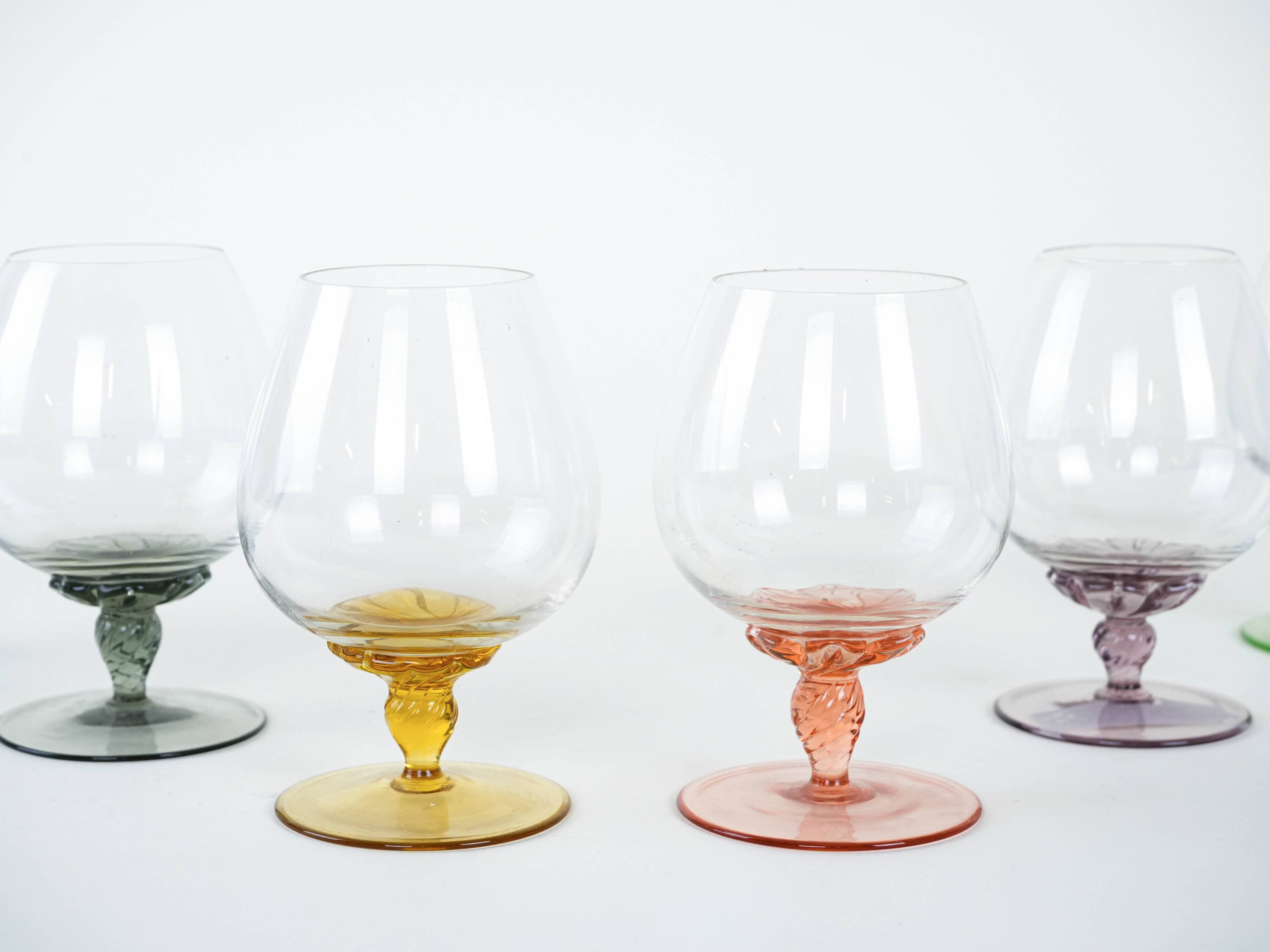 Set of cognac glasses, Italian design, 1970s, production: Italy
