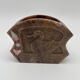Carved quartz pencil pot and inlaid pearly stones, swans and flowers.