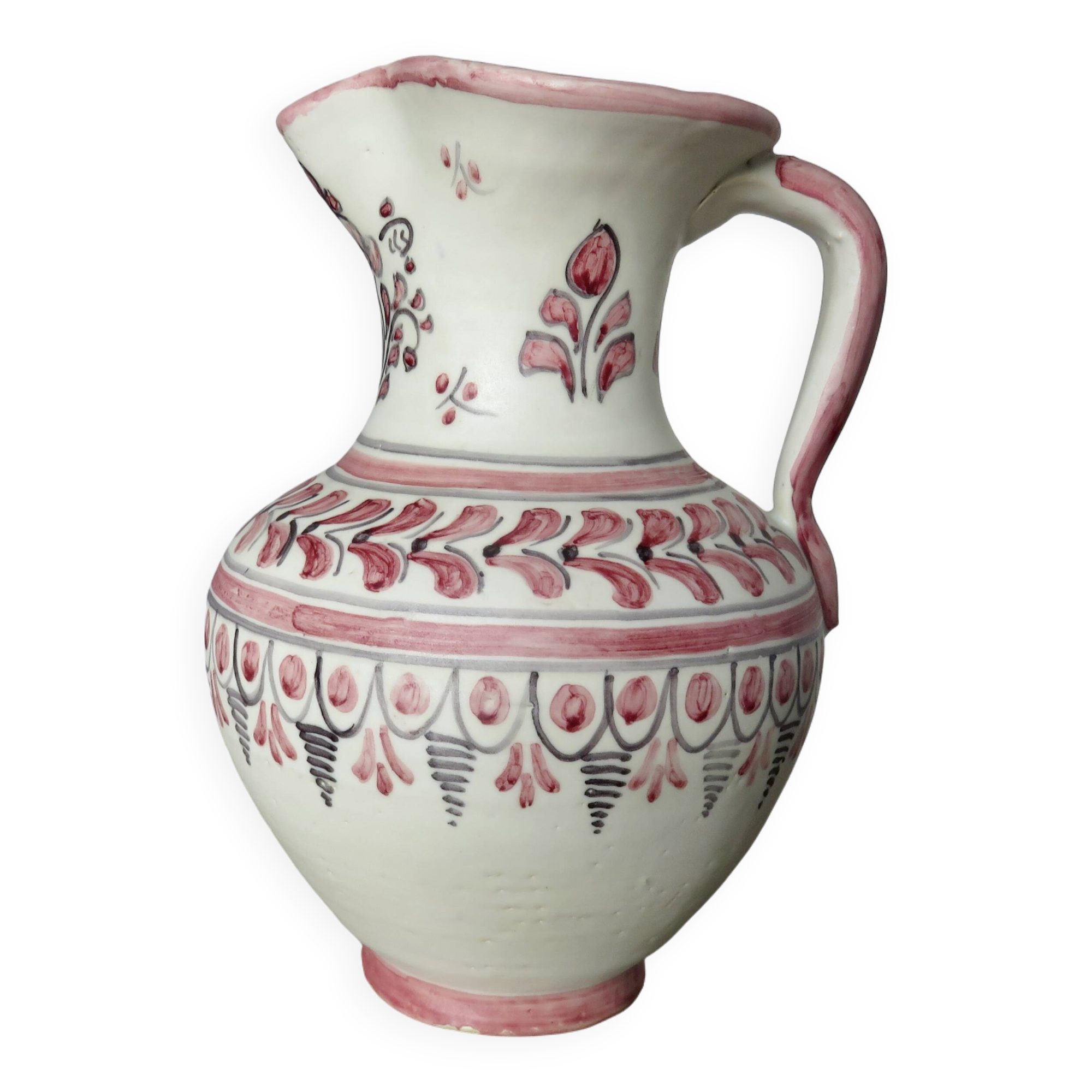 Signed "talavera" ceramic pitcher, Spain, 1950s-60s