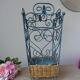 Shabby chic French umbrella stand in metal and woven wicker – storage