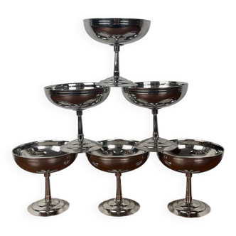 Set of 6 Letang Remy high-footed ice cream cups, stainless steel