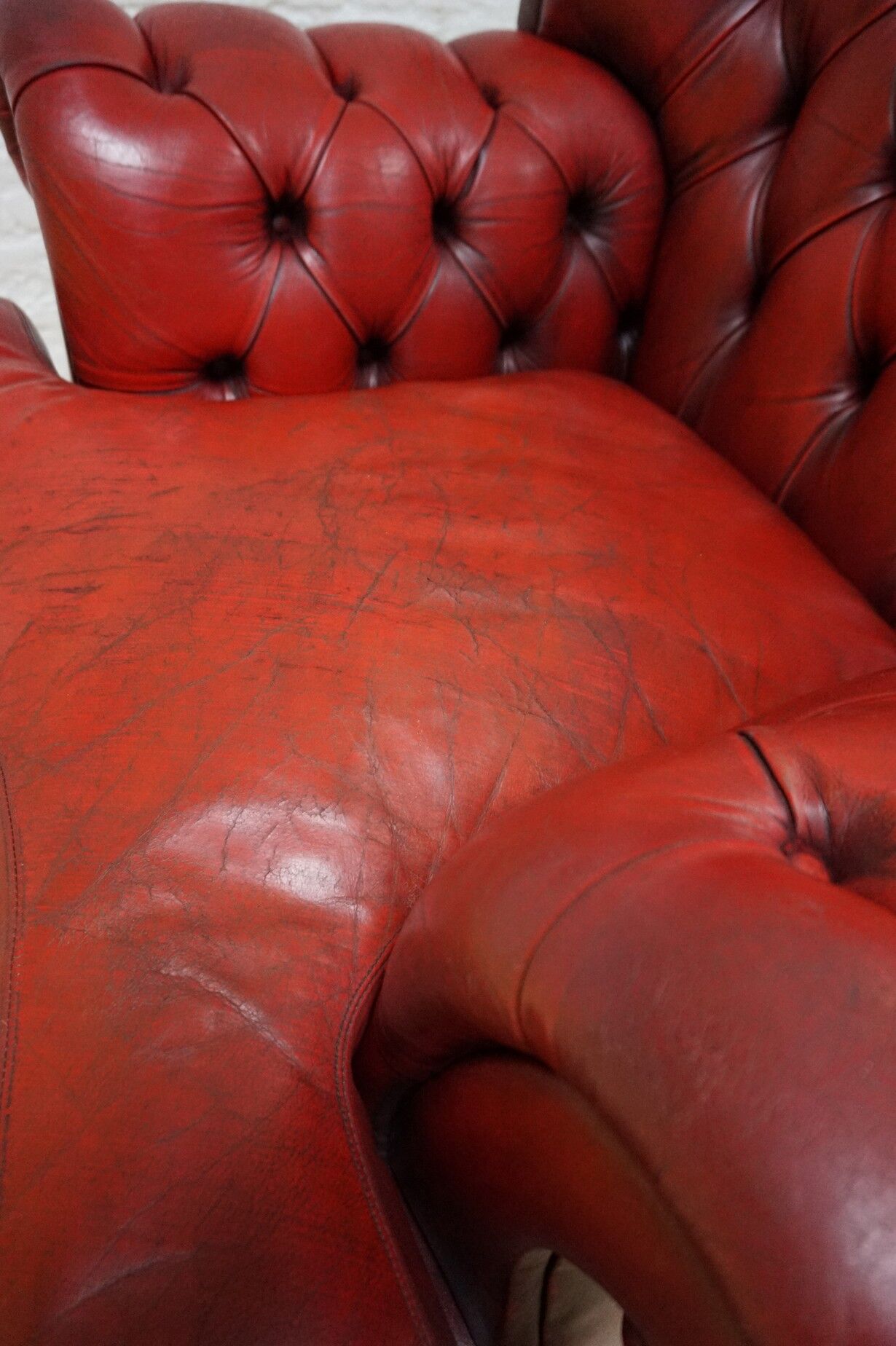 Vintage English Leather Dellbrook Chesterfield Club Chair
