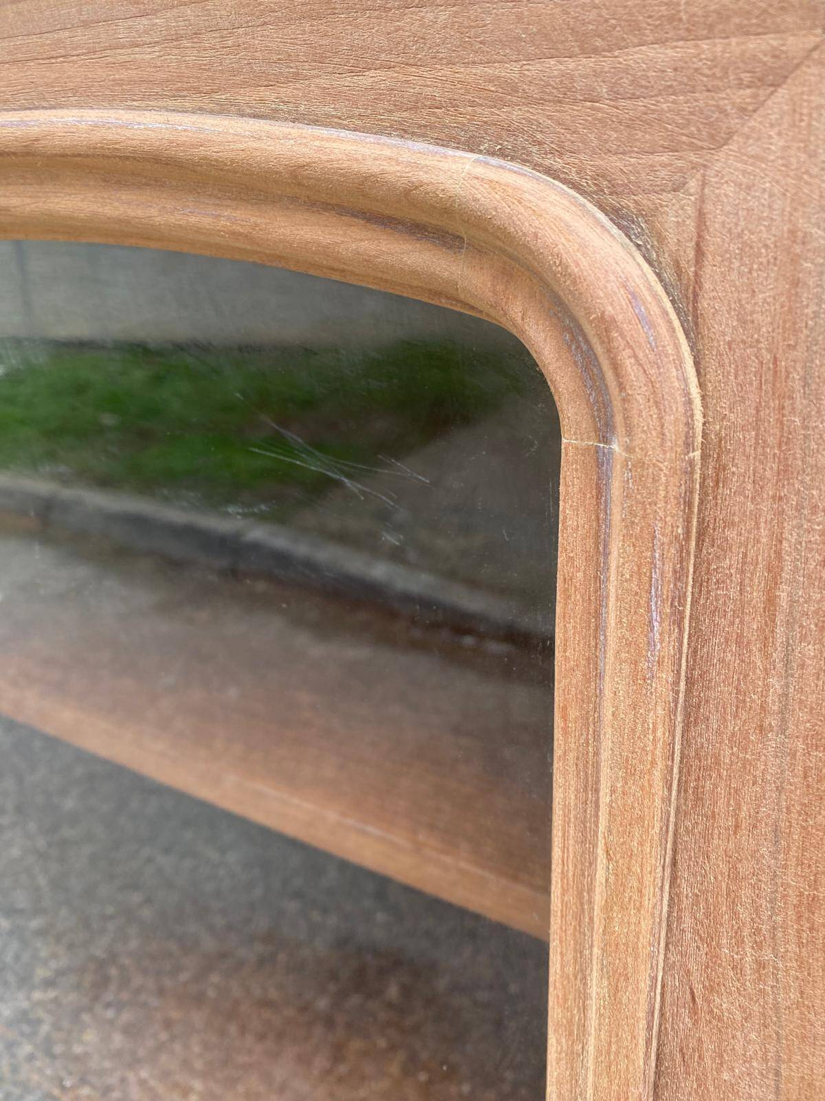 Louis Philippe 2-body sideboard renovated in raw wood with 2 glass doors