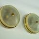 Lumi Milano, pair of wall or ceiling lamps in glass, brass and lacquer, 50s
