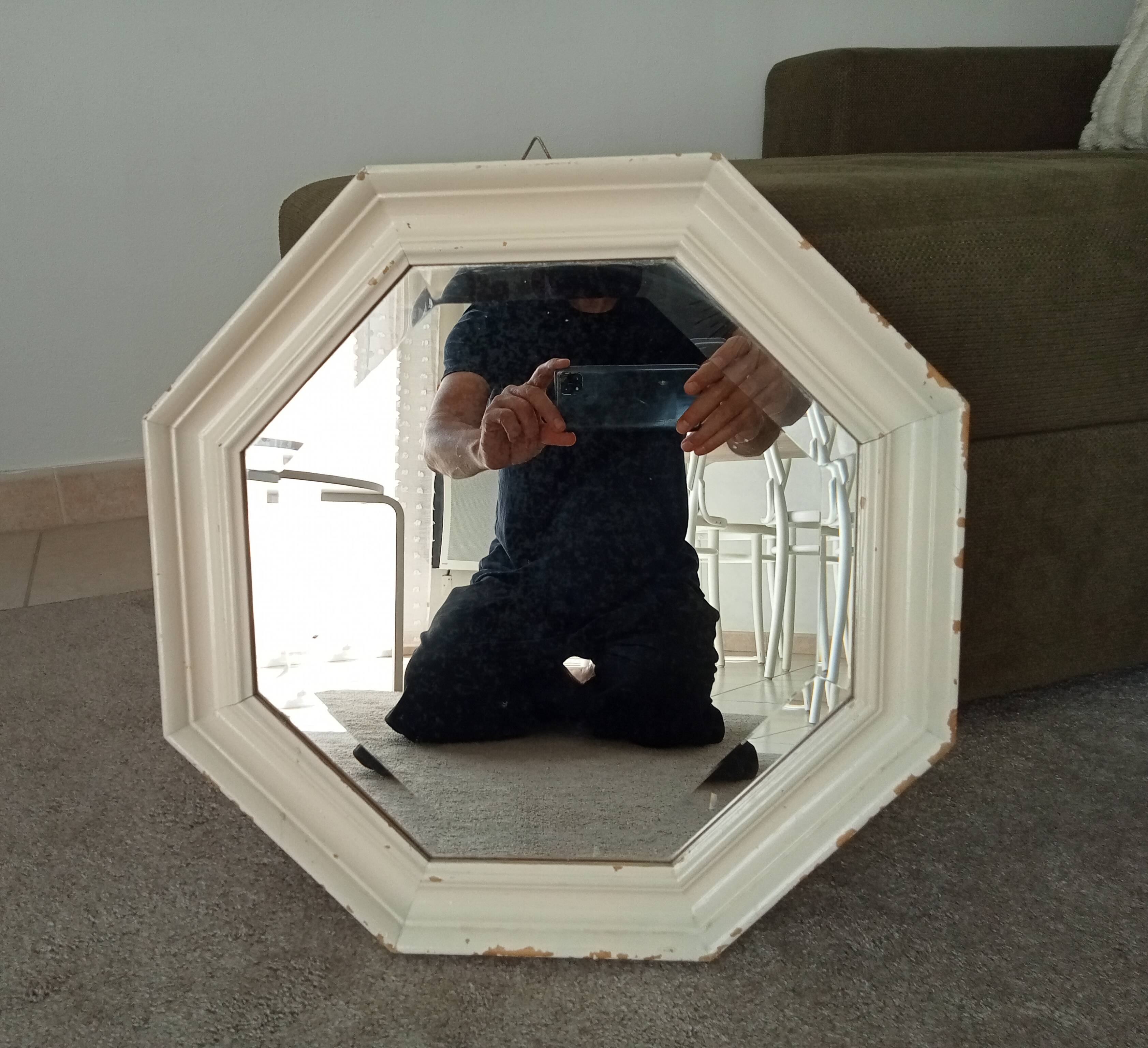 Miroir vintage octogonale biseauté style shabby chic